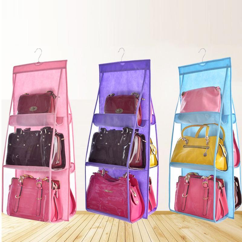 Hanging Closet Organizer Foldable 360 Degree Rotating Transparent Pockets