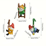 Hanging Garden Gnome Ornaments Resin Set of 3