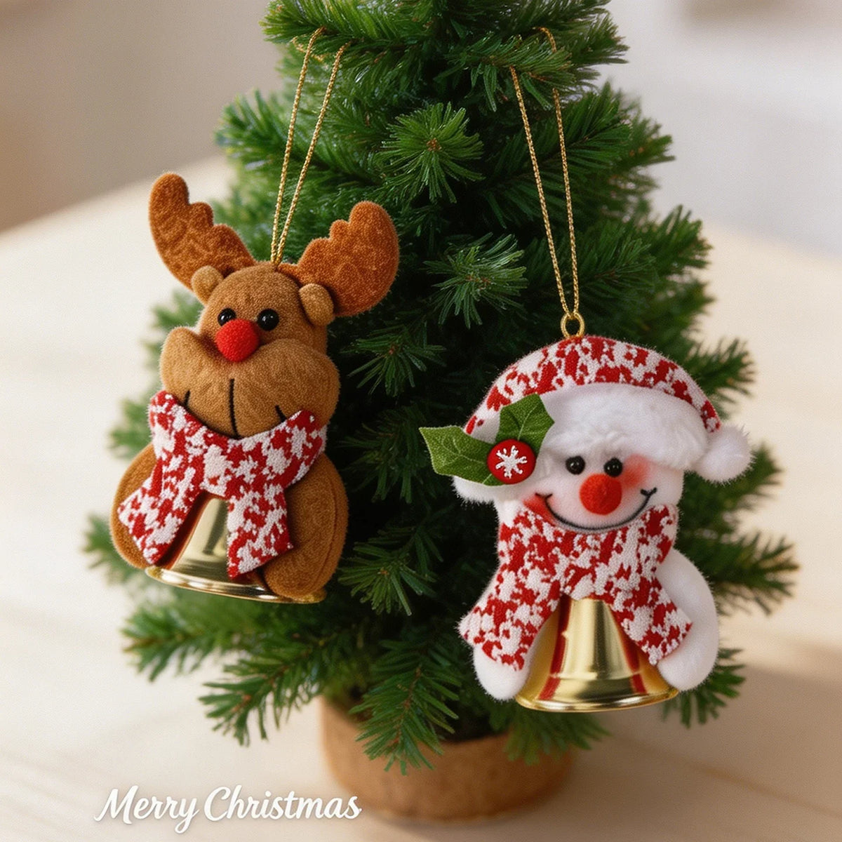 Hanging Ornament Reindeer Felt Red Nose Ready To Hang