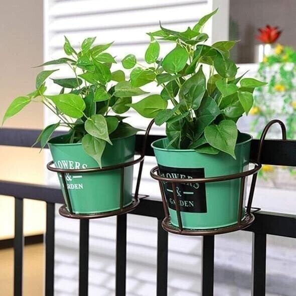 Hanging Plant Basket Iron No-Drill Railing Hook
