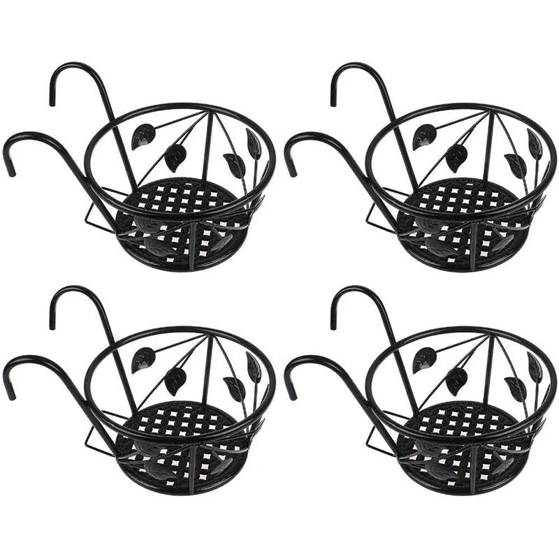 Hanging Plant Basket Iron No-Drill Railing Hook