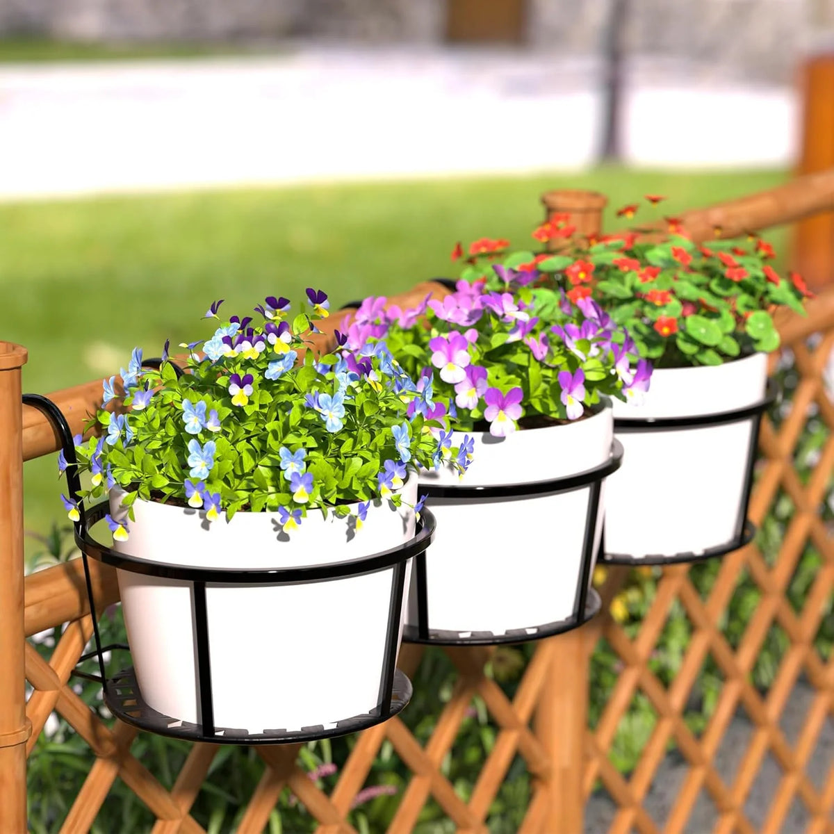 Hanging Plant Basket Metal Weather-Resistant With Hooks