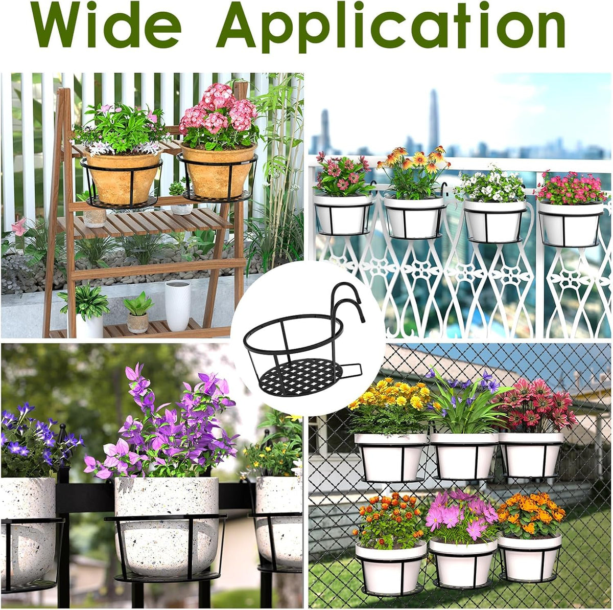 Hanging Plant Basket Metal Weather-Resistant With Hooks