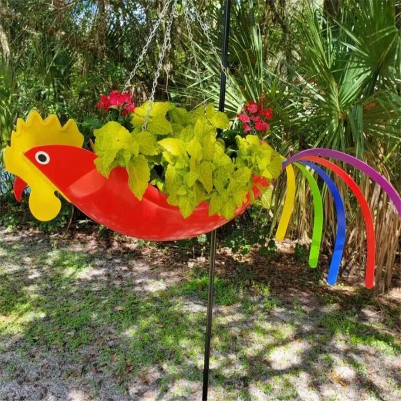 Hanging Planter Chicken-Shaped Vibrant Colors & Weather-Resistant