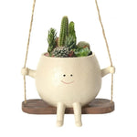 Hanging Planter Smiling Face Resin Weather Resistant
