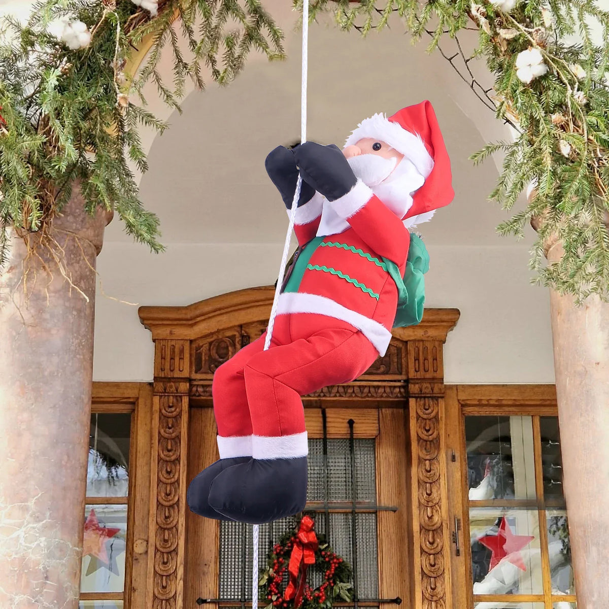 Hanging Santa Figurine Weather-Resistant Fabric Indoor & Outdoor