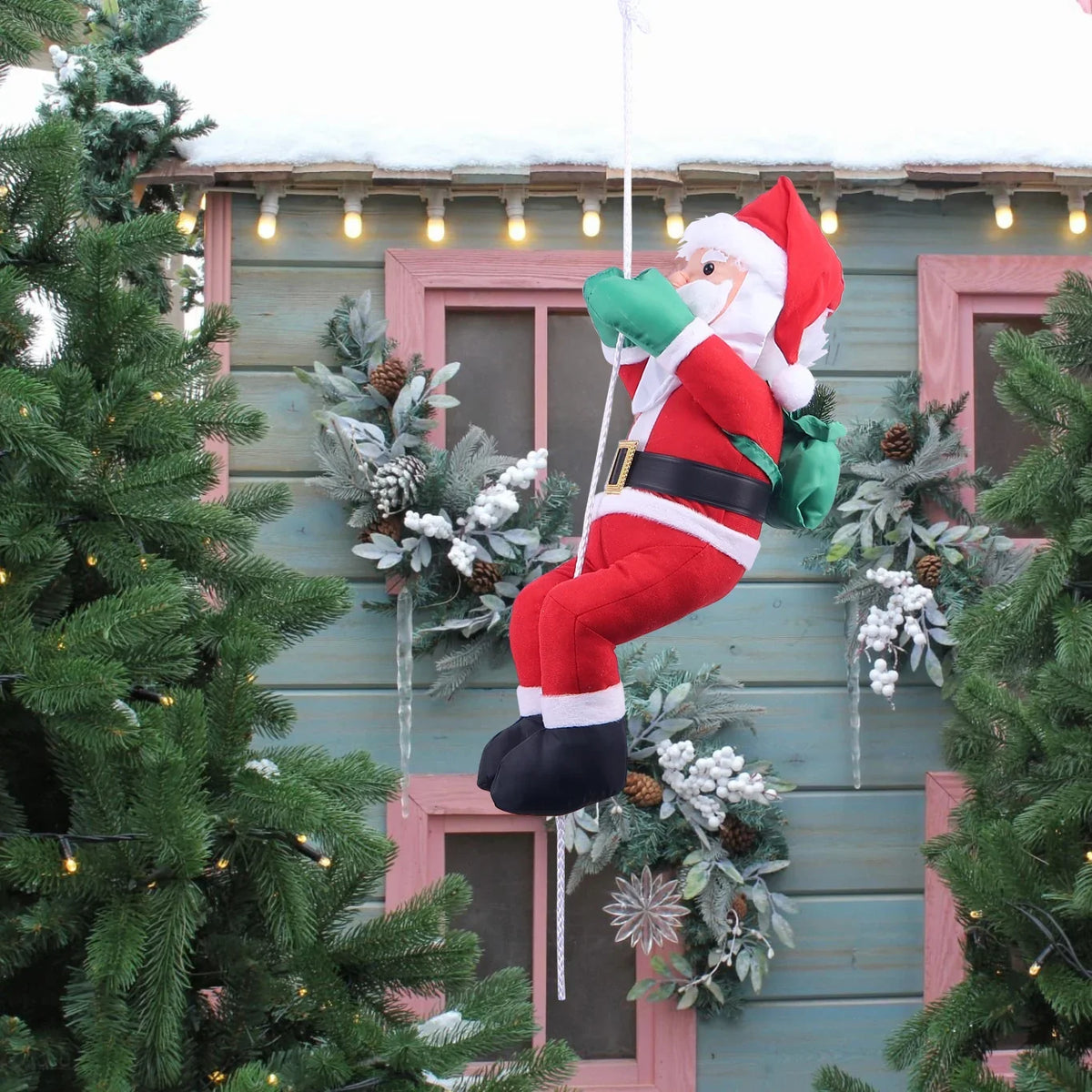 Hanging Santa Figurine Weather-Resistant Fabric Indoor & Outdoor