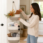 Hanging Storage Basket 3-Tier Woven Cotton񎟃