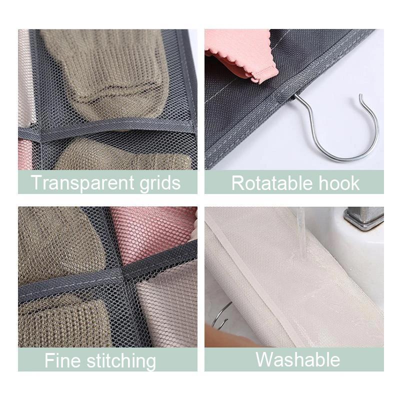 Hanging Underwear Organizer Reversible Multi-Pocket Oxford Fabric