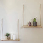 Hanging Wall Shelf Scandinavian Minimalist Wood Rope Hanger