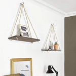 Hanging Wall Shelf Scandinavian Minimalist Wood Rope Hanger