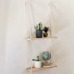 Hanging Wall Shelf Scandinavian Minimalist Wood Rope Hanger