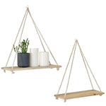 Hanging Wall Shelf Scandinavian Minimalist Wood Rope Hanger