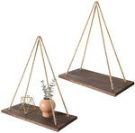Hanging Wall Shelf Scandinavian Minimalist Wood Rope Hanger