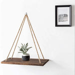 Hanging Wall Shelf Scandinavian Minimalist Wood Rope Hanger