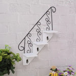 Hanging Wall Shelf Three-Tier Wood & Iron
