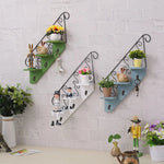 Hanging Wall Shelf Three-Tier Wood & Iron