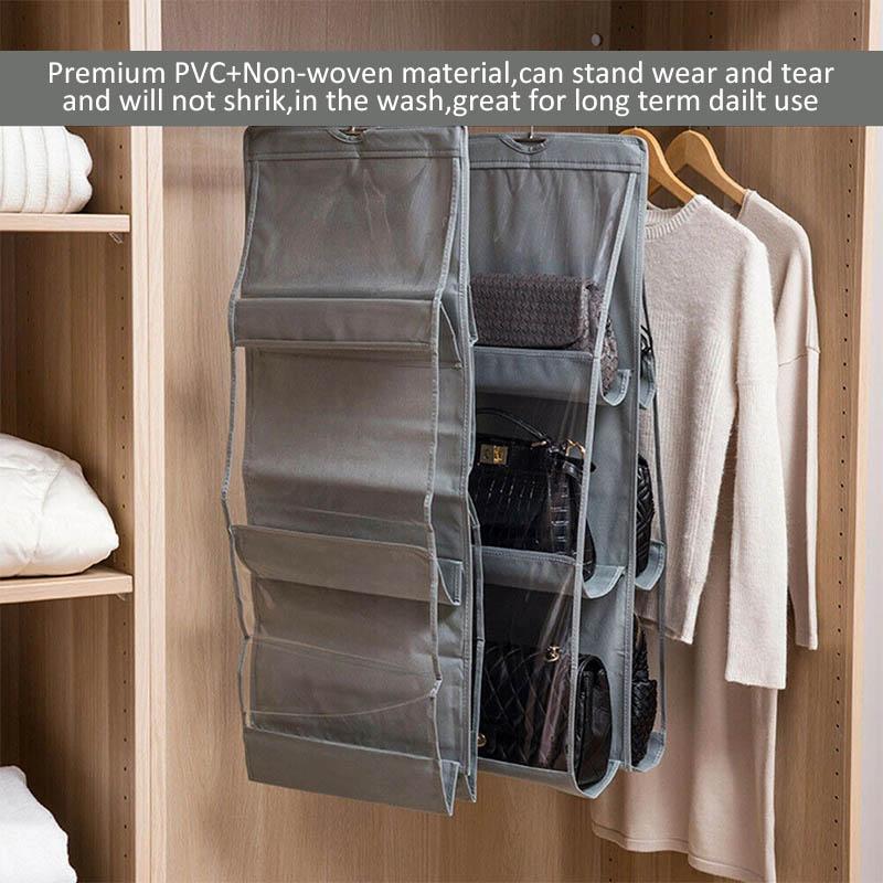 Hanging Wardrobe Organizer Metal Rotating Hanger Double-Sided Mesh