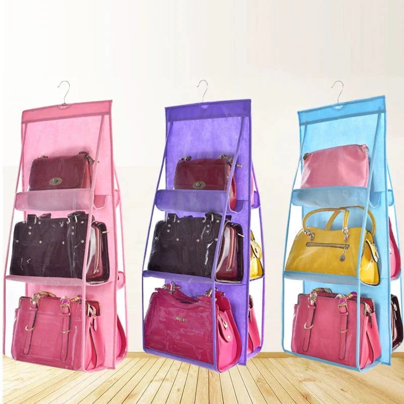 Hanging Wardrobe Organizer Metal Rotating Hanger Double-Sided Mesh