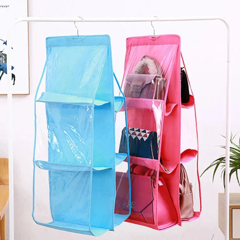 Hanging Wardrobe Organizer Metal Rotating Hanger Double-Sided Mesh