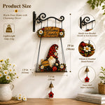 Hanging Welcome Sign Wooden Gnome Bell Accent