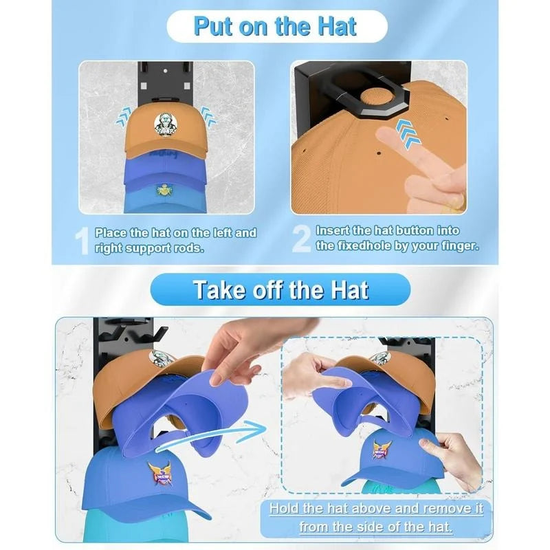 Hat Organizer Wall-Mounted Holds Up to 9 Hats Set of 2