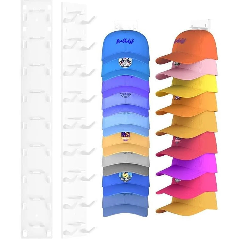 Hat Organizer Wall-Mounted Holds Up to 9 Hats Set of 2