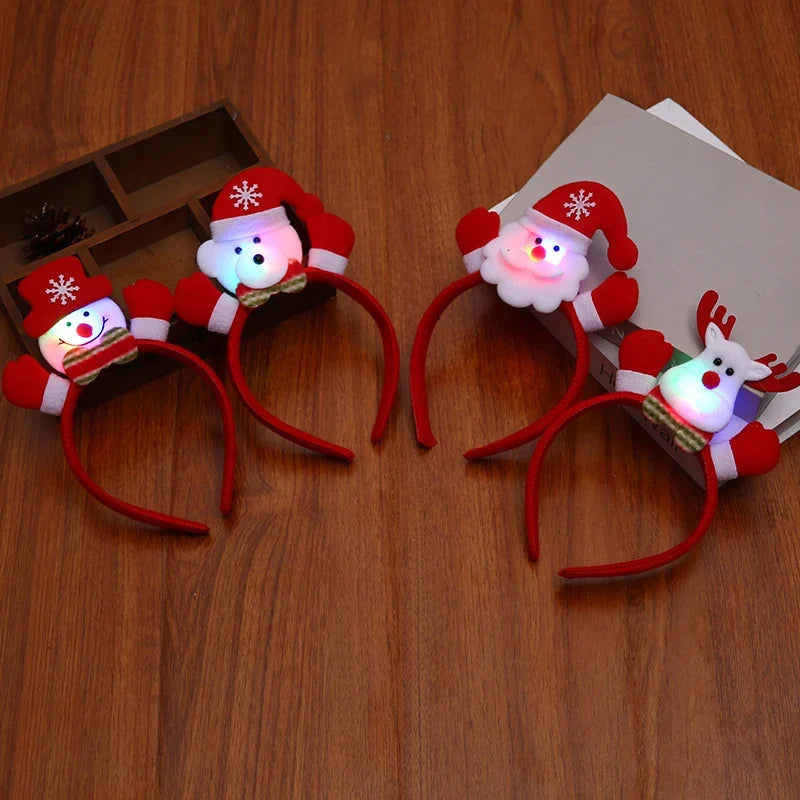 Headband Santa Motif LED Lights Elastic Fit