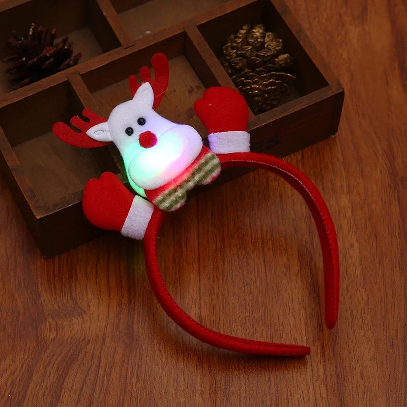 Headband Santa Motif LED Lights Elastic Fit