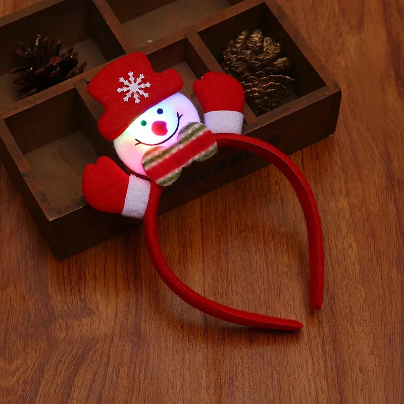 Headband Santa Motif LED Lights Elastic Fit