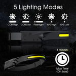 Headlamp 1200 Lumens Rechargeable Motion-Sensor