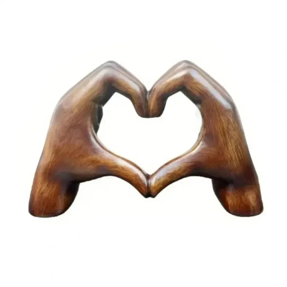 Heart Sculpture Solid Wood Natural Grain Home Decor