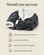Heated Blanket Robe Adjustable Heat Foot Pocket