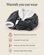 Heated Blanket Robe Sherpa-Lined Adjustable Heat Foot Pocket