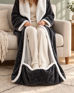 Heated Blanket Robe Sherpa-Lined Adjustable Heat Foot Pocket