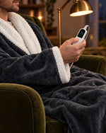 Heated Blanket Robe Sherpa-Lined Adjustable Heat Foot Pocket