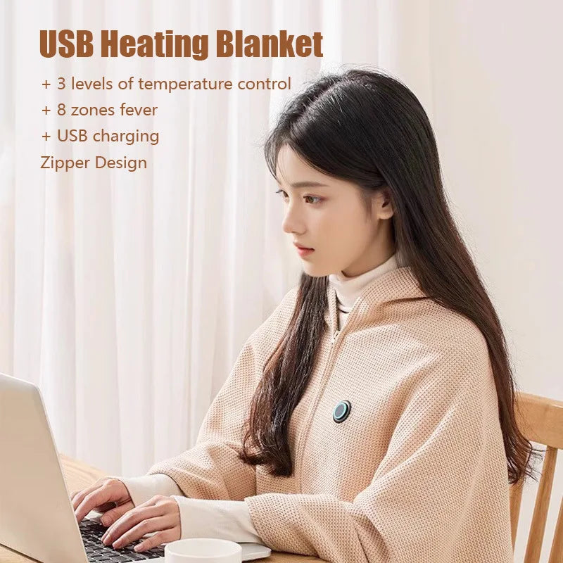 Heated Blanket USB-Powered Fleece 8 Heating Zones