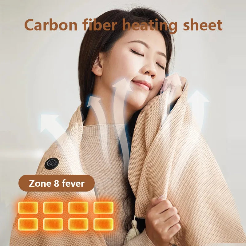 Heated Blanket USB-Powered Fleece 8 Heating Zones