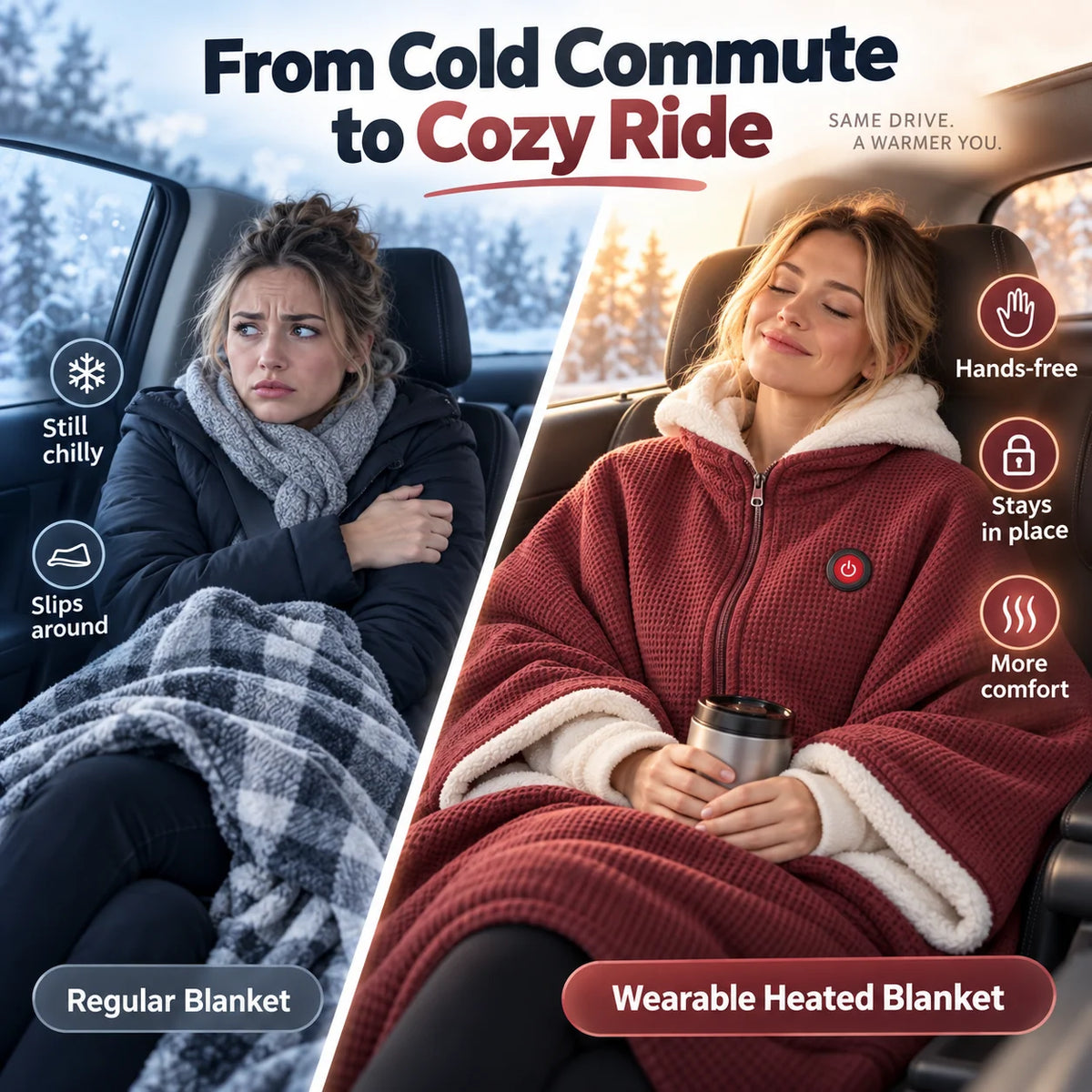 Heated Blanket Wearable Hands-Free Active Heating
