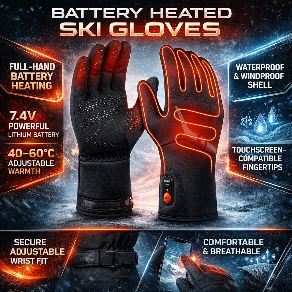 Heated Gloves Rechargeable Waterproof Windproof Touchscreen-Compatible