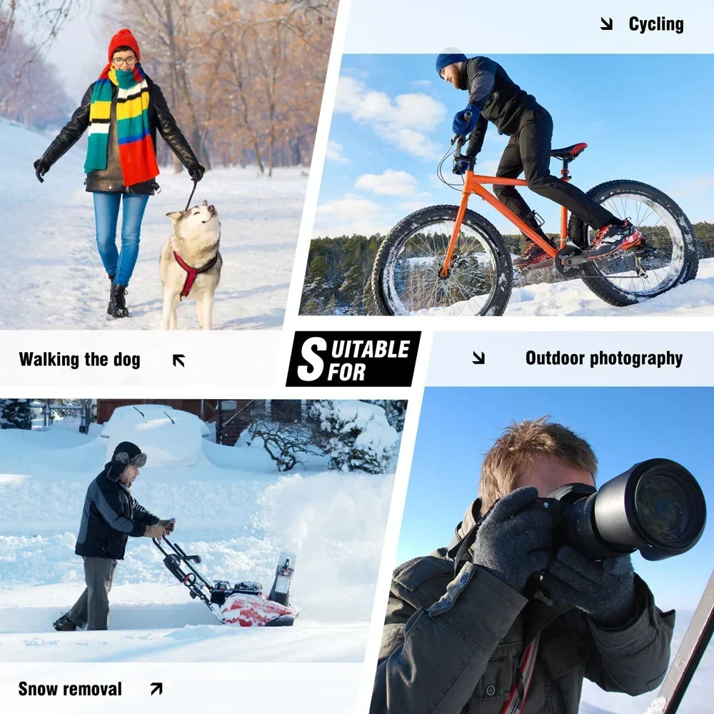 Heated Gloves Rechargeable Waterproof Windproof Touchscreen-Compatible