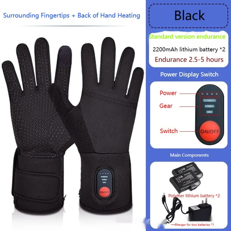 Heated Gloves Touchscreen Fingertips 3 Heat Levels Rechargeable