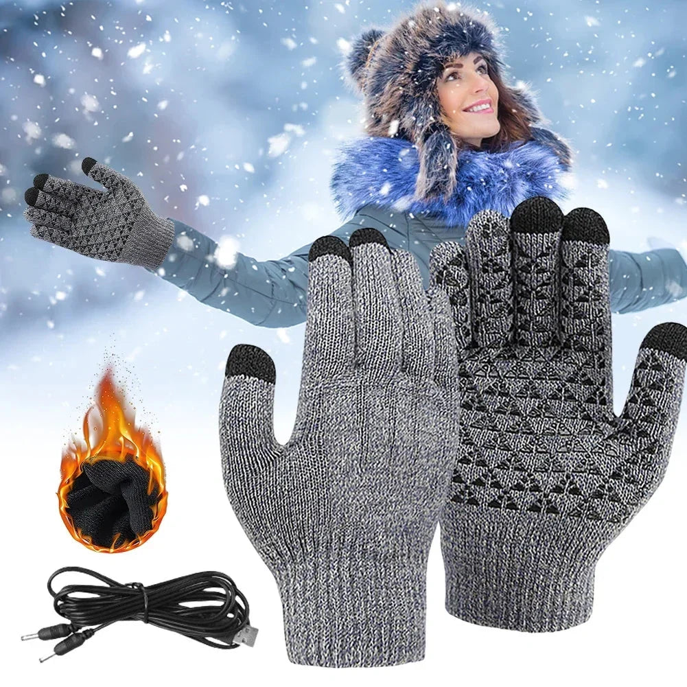 Heated Gloves USB-Powered Touchscreen Anti-Slip Grip