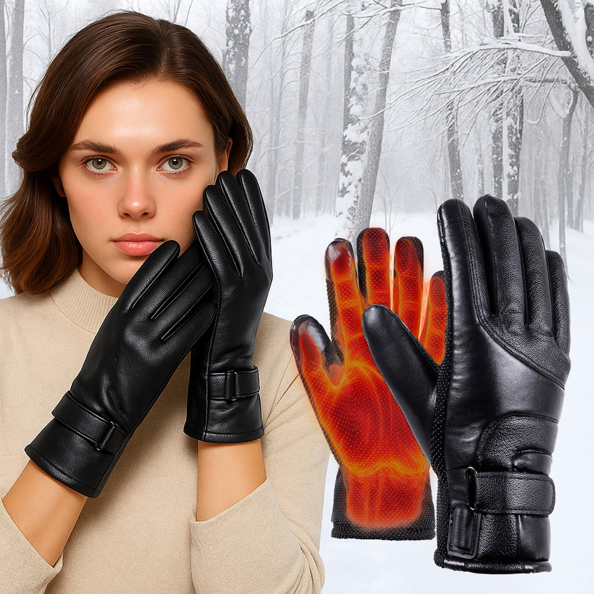 Heated Gloves USB Rechargeable Waterproof Touchscreen-Compatible