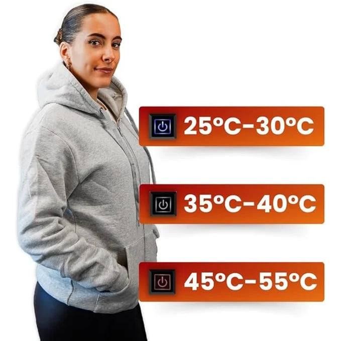 Heated Hoodie USB-Powered Five Heating Zones Adjustable Settings