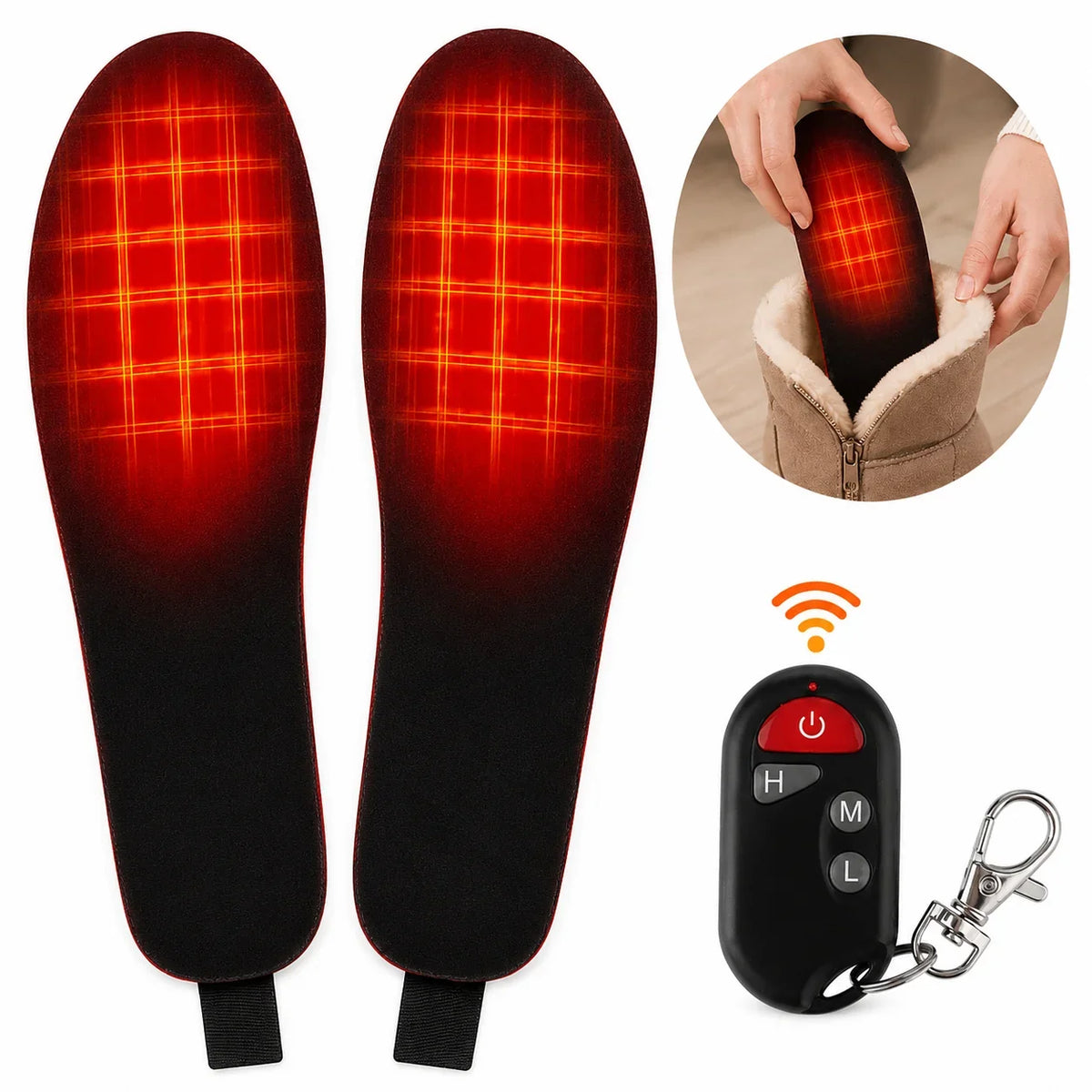 Heated Insoles Rechargeable With Wireless Remote Control