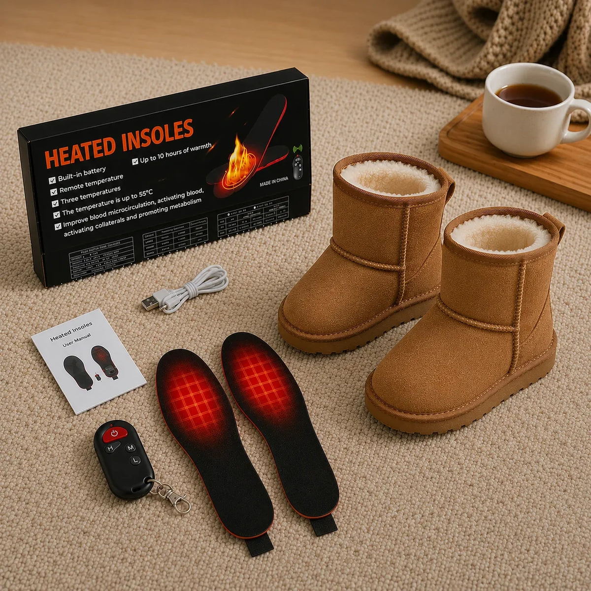 Heated Insoles Rechargeable With Wireless Remote Control