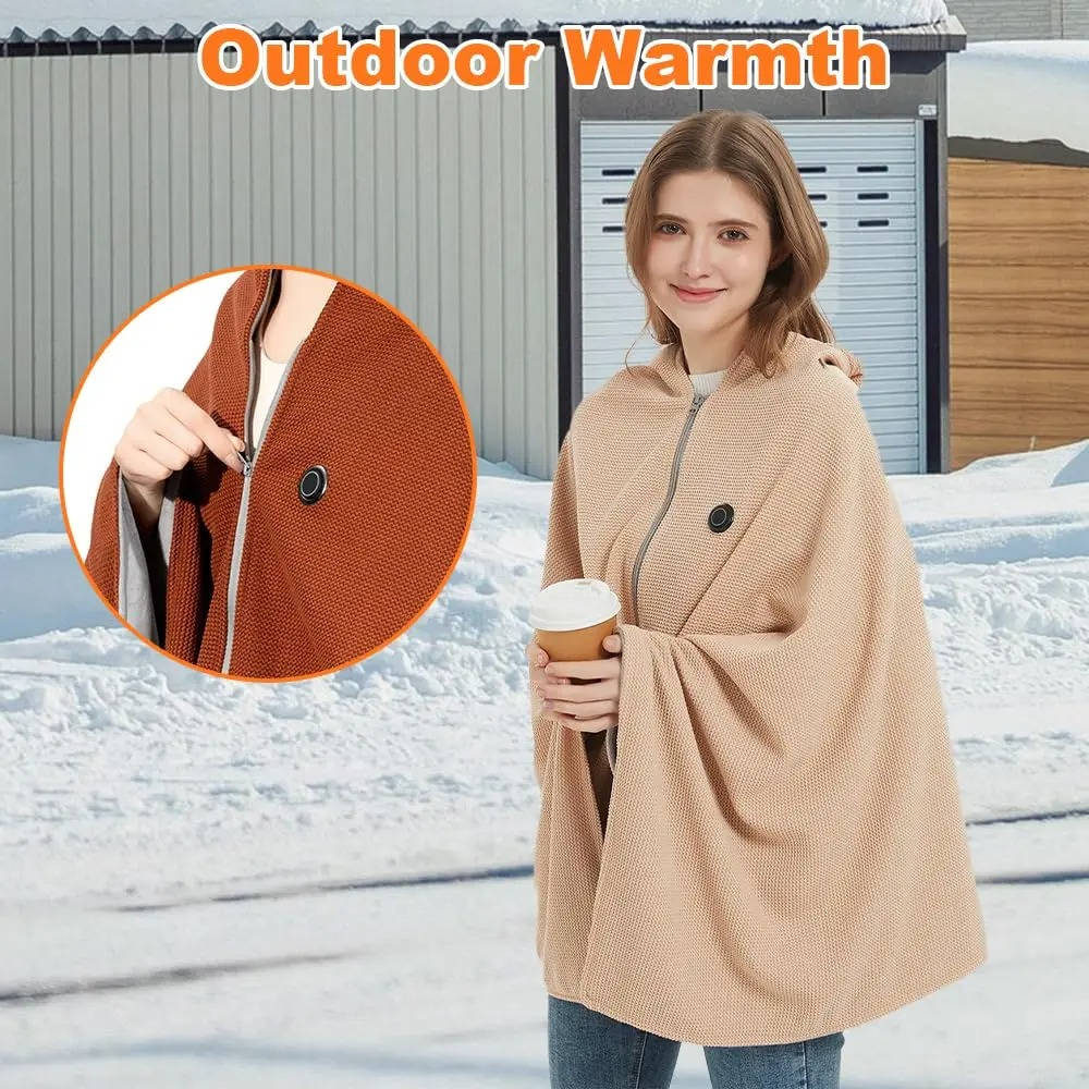 Heated Shawl Blanket Eight-Zone Heating Cotton Blend
