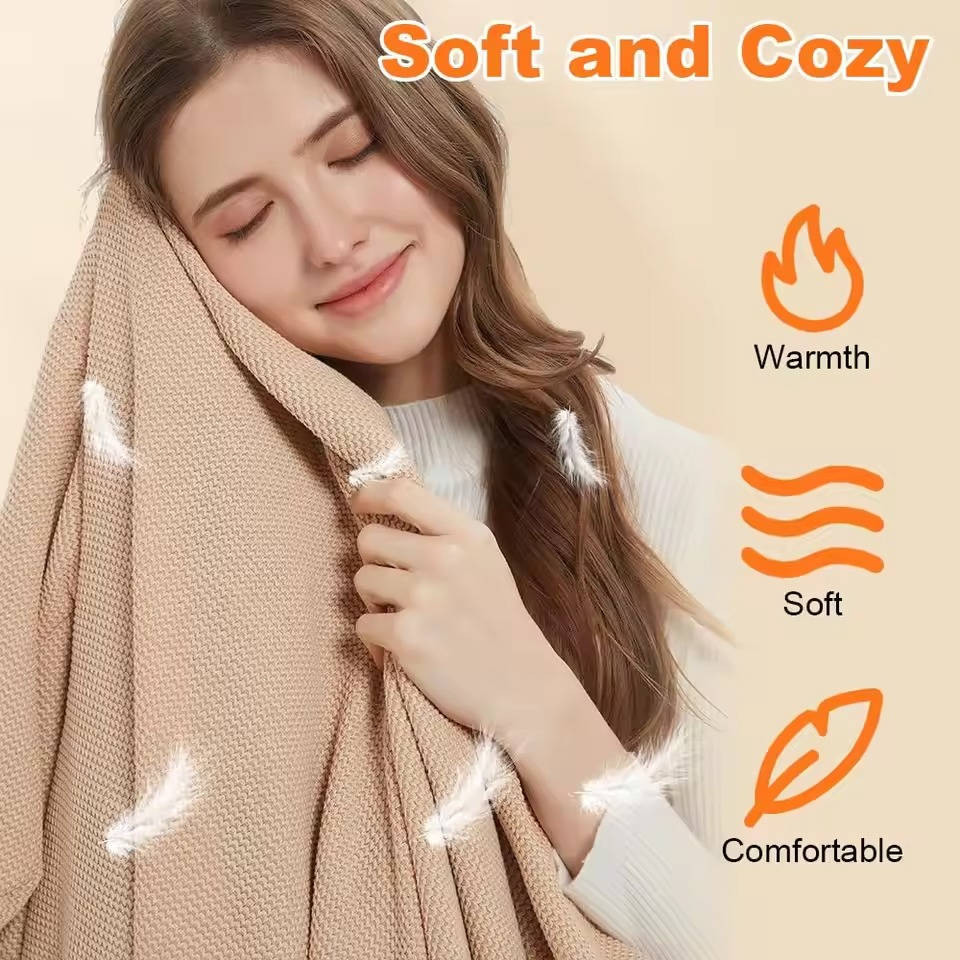 Heated Shawl Blanket Eight-Zone Heating Cotton Blend