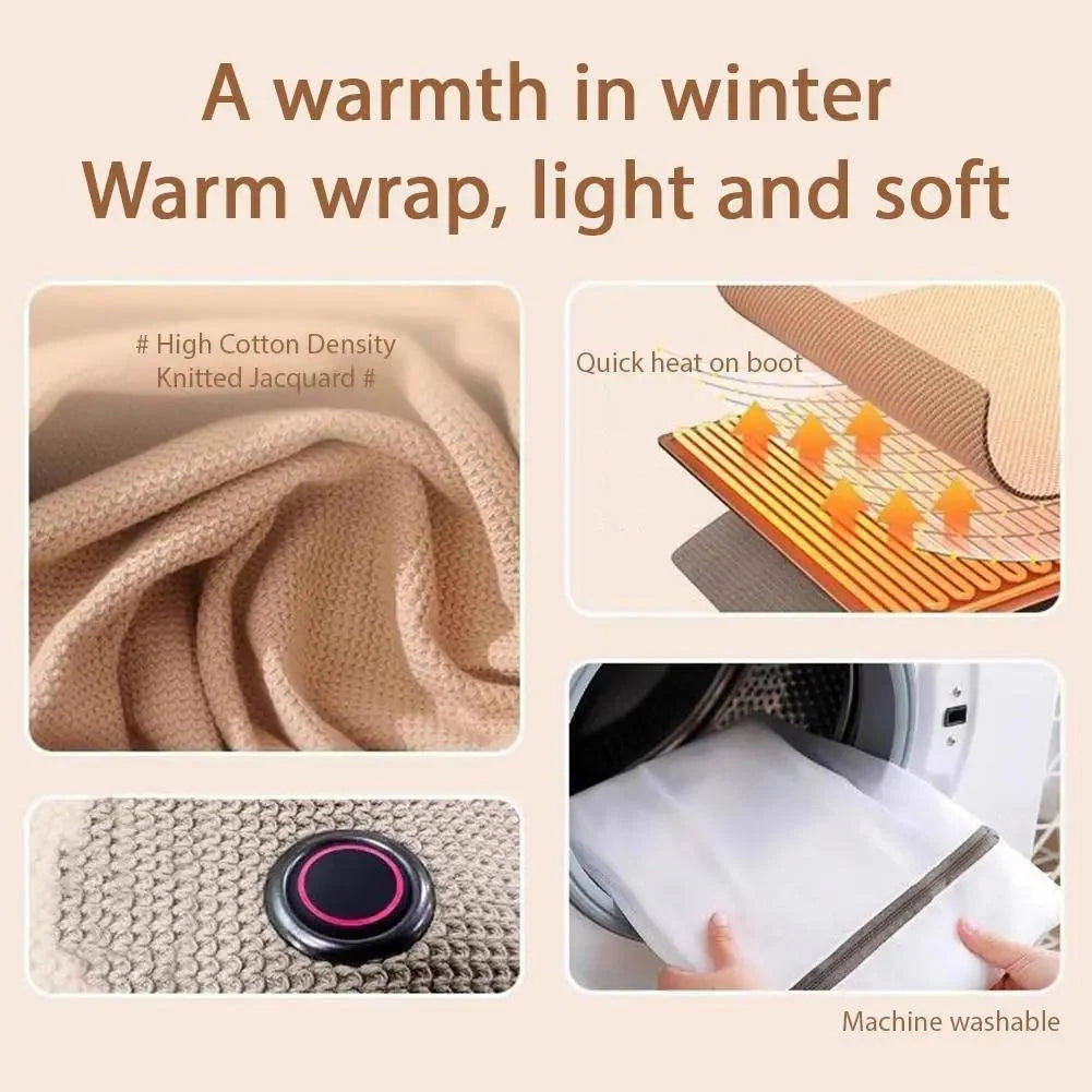 Heated Shawl Blanket Eight-Zone Heating Cotton Blend
